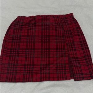 Red and black open leg skirt